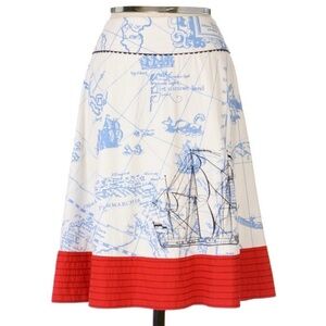Anthropologie Blue and Red A-Line Skirt